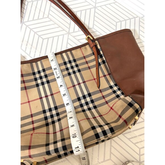 Burberry Beige Brown Leather Haymarket Check Canterbury Tote Shoulder Bag Italy - Picture 16 of 16